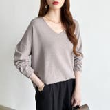 もっちり柔らかルーズニット Vネックニット オフィスカジュアル | COCOMOMO | 詳細画像31 