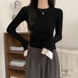 レイヤード風フレア袖ニット リブニット スリットスリーブ | COCOMOMO | 詳細画像12 