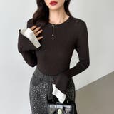 レイヤード風フレア袖ニット リブニット スリットスリーブ | COCOMOMO | 詳細画像14 