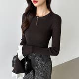 レイヤード風フレア袖ニット リブニット スリットスリーブ | COCOMOMO | 詳細画像15 