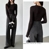 レイヤード風フレア袖ニット リブニット スリットスリーブ | COCOMOMO | 詳細画像17 