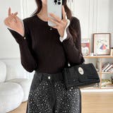 レイヤード風フレア袖ニット リブニット スリットスリーブ | COCOMOMO | 詳細画像19 