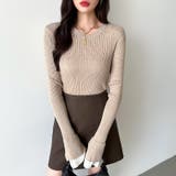 レイヤード風フレア袖ニット リブニット スリットスリーブ | COCOMOMO | 詳細画像20 