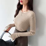 レイヤード風フレア袖ニット リブニット スリットスリーブ | COCOMOMO | 詳細画像21 