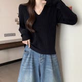 スキッパーニットトップス リブニット 韓国ファッション | COCOMOMO | 詳細画像12