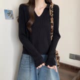 スキッパーニットトップス リブニット 韓国ファッション | COCOMOMO | 詳細画像14