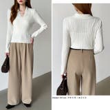 スキッパーニットトップス リブニット 韓国ファッション | COCOMOMO | 詳細画像7 