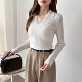 スキッパーニットトップス リブニット 韓国ファッション | COCOMOMO | 詳細画像10 