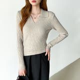 スキッパーニットトップス リブニット 韓国ファッション | COCOMOMO | 詳細画像11 