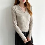 スキッパーニットトップス リブニット 韓国ファッション | COCOMOMO | 詳細画像12 