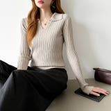 スキッパーニットトップス リブニット 韓国ファッション | COCOMOMO | 詳細画像15 