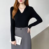 スキッパーニットトップス リブニット 韓国ファッション | COCOMOMO | 詳細画像20 