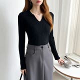 スキッパーニットトップス リブニット 韓国ファッション | COCOMOMO | 詳細画像25 