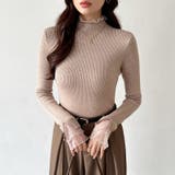 ふわふわ裏起毛 袖レース ハイネックニットトップス | COCOMOMO | 詳細画像9