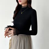 ふわふわ裏起毛 袖レース ハイネックニットトップス | COCOMOMO | 詳細画像15