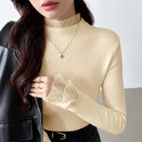 ふわふわ裏起毛 袖レース ハイネックニットトップス | COCOMOMO | 詳細画像20