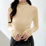 ふわふわ裏起毛 袖レース ハイネックニットトップス | COCOMOMO | 詳細画像21