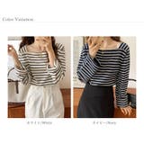 スクエアネックボーダーカットソー ボーダーロンT 長袖トップス | COCOMOMO | 詳細画像24