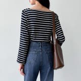 スクエアネックボーダーカットソー ボーダーロンT 長袖トップス | COCOMOMO | 詳細画像20