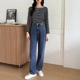 スクエアネックボーダーカットソー ボーダーロンT 長袖トップス | COCOMOMO | 詳細画像21