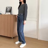 スクエアネックボーダーカットソー ボーダーロンT 長袖トップス | COCOMOMO | 詳細画像22