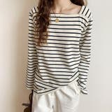 スクエアネックボーダーカットソー ボーダーロンT 長袖トップス | COCOMOMO | 詳細画像7