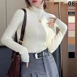 アイボリー | ハイネックニット ニットトップス リブニット | COCOMOMO