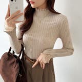 重ね着風レースニット ハイネック 袖レースニット | COCOMOMO | 詳細画像2