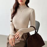 重ね着風レースニット ハイネック 袖レースニット | COCOMOMO | 詳細画像7