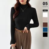 ブラック | 重ね着風レースニット ハイネック 袖レースニット | COCOMOMO