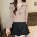 レースアップトップス リブニット 韓国ファッション | COCOMOMO | 詳細画像12