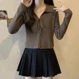 レースアップトップス リブニット 韓国ファッション | COCOMOMO | 詳細画像2