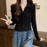 レースアップトップス リブニット 韓国ファッション | COCOMOMO | 詳細画像4