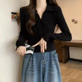 レースアップトップス リブニット 韓国ファッション | COCOMOMO | 詳細画像6