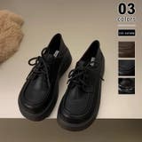 ブラック(ツヤなし) | 厚底ローファー オックスフォードシューズ レースアップ | COCOMOMO