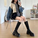 サイドゴアブーツ 厚底 ロングブーツ | COCOMOMO | 詳細画像12 