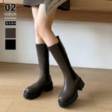 ブラウン | サイドゴアブーツ 厚底 ロングブーツ | COCOMOMO