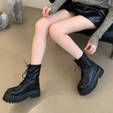 厚底ブーツ レースアップショートブーツ トラックソール | COCOMOMO | 詳細画像4 