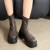 厚底ショートブーツ トラックソール バックジップ | COCOMOMO | 詳細画像3 