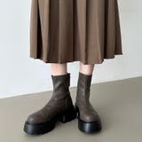 厚底ショートブーツ トラックソール バックジップ | COCOMOMO | 詳細画像9 