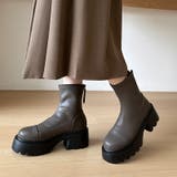 厚底ショートブーツ トラックソール バックジップ | COCOMOMO | 詳細画像13 