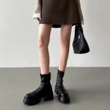 厚底ショートブーツ トラックソール バックジップ | COCOMOMO | 詳細画像15 