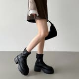 厚底ショートブーツ トラックソール バックジップ | COCOMOMO | 詳細画像17 