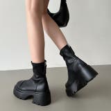 厚底ショートブーツ トラックソール バックジップ | COCOMOMO | 詳細画像18 