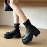 厚底ショートブーツ トラックソール バックジップ | COCOMOMO | 詳細画像20 