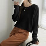 クルーネックショートニット ダメージ加工 ショート丈トップス | COCOMOMO | 詳細画像10 