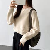 クルーネックショートニット ダメージ加工 ショート丈トップス | COCOMOMO | 詳細画像32 