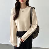 クルーネックショートニット ダメージ加工 ショート丈トップス | COCOMOMO | 詳細画像34 