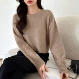 クルーネックショートニット ダメージ加工 ショート丈トップス | COCOMOMO | 詳細画像17 