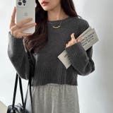 クルーネックショートニット ダメージ加工 ショート丈トップス | COCOMOMO | 詳細画像18 